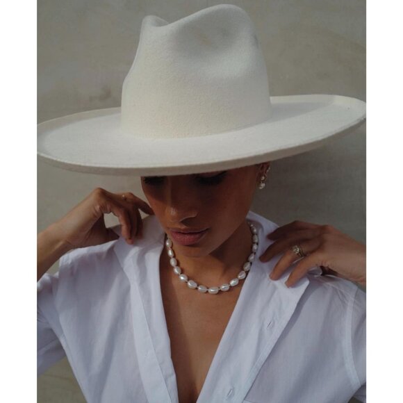 Lack of Color Melodic Fedora Hat in Ivory Small 55 cm New Beach western - Picture 9 of 15